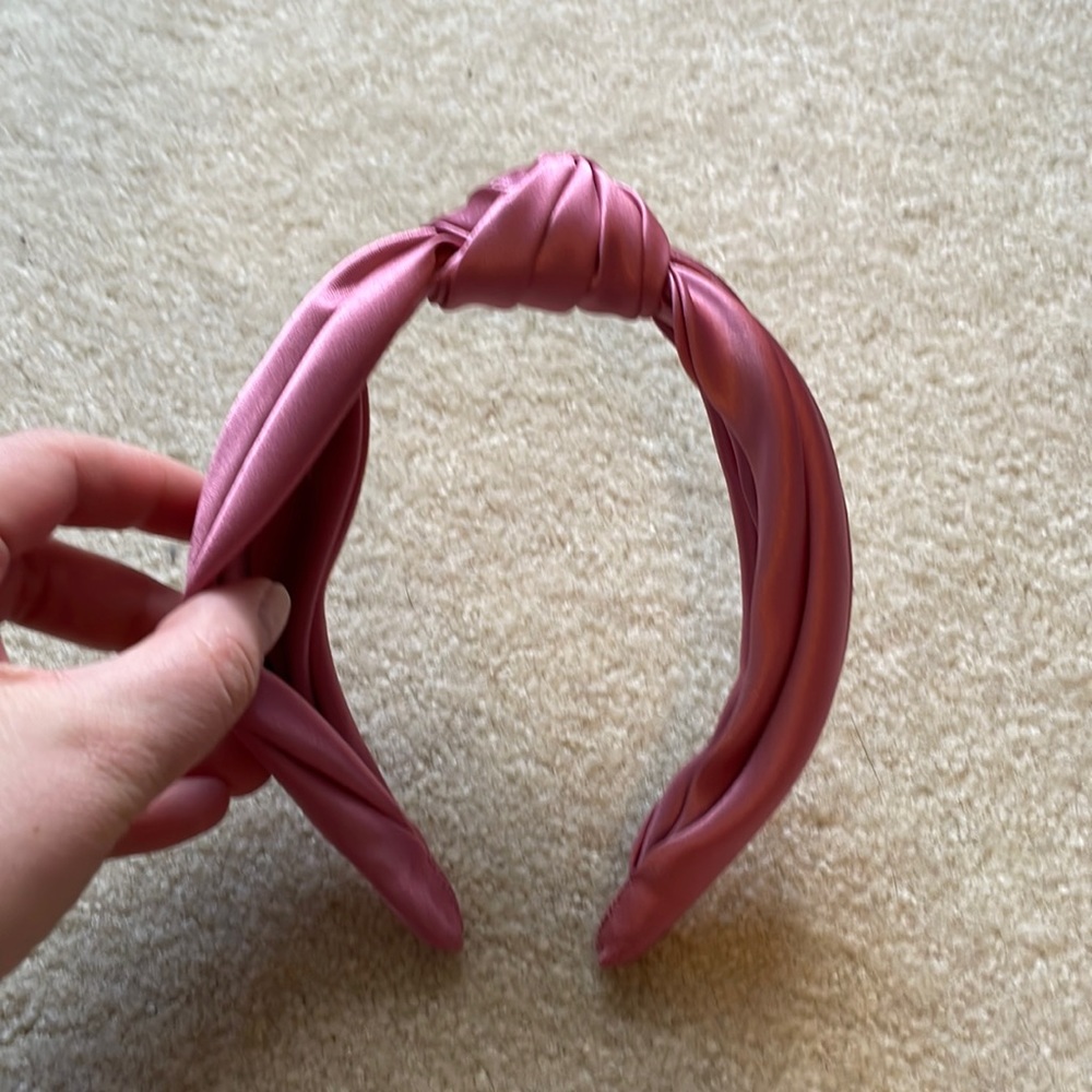 NWOT Pink Satin Knotted Headband